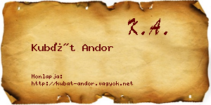 Kubát Andor névjegykártya