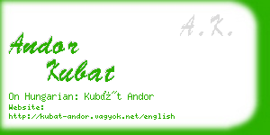 andor kubat business card